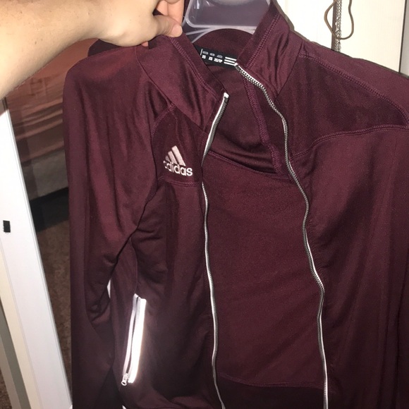 maroon adidas zip up jacket
